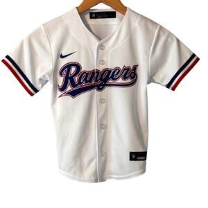 NIKE Texas Rangers White Button Jersey MLB Kids size 7